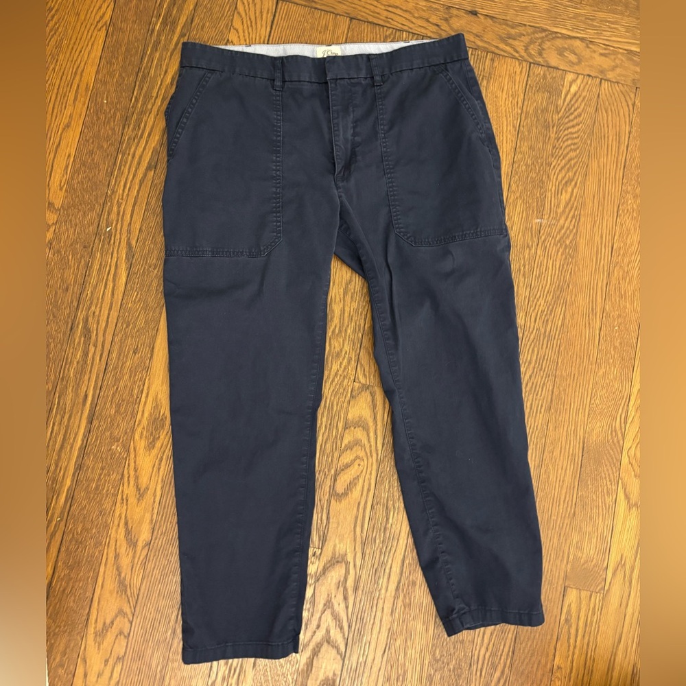 J. Crew‎ Navy Cropped Straight-Leg Cotton Trousers